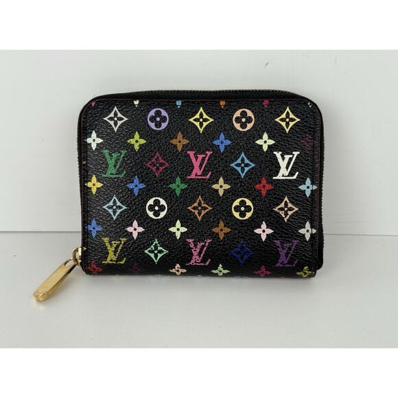 Louis Vuitton Multicolor Zippy Coin Purse Wallet Black with Gold Hardware - Picture 2 of 11
